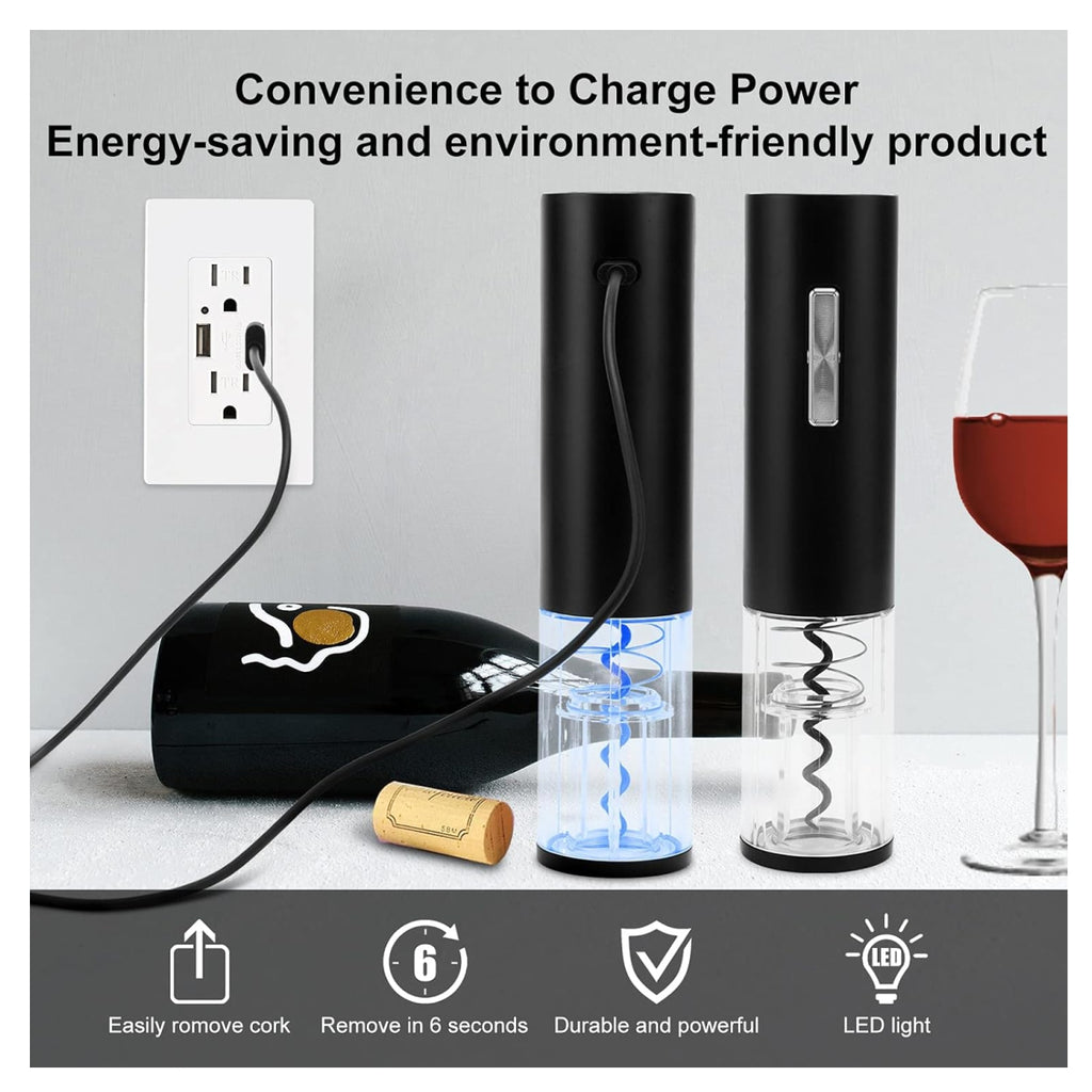 Sacacorchos recargable USB destapa Vinos COLOR NEGRO